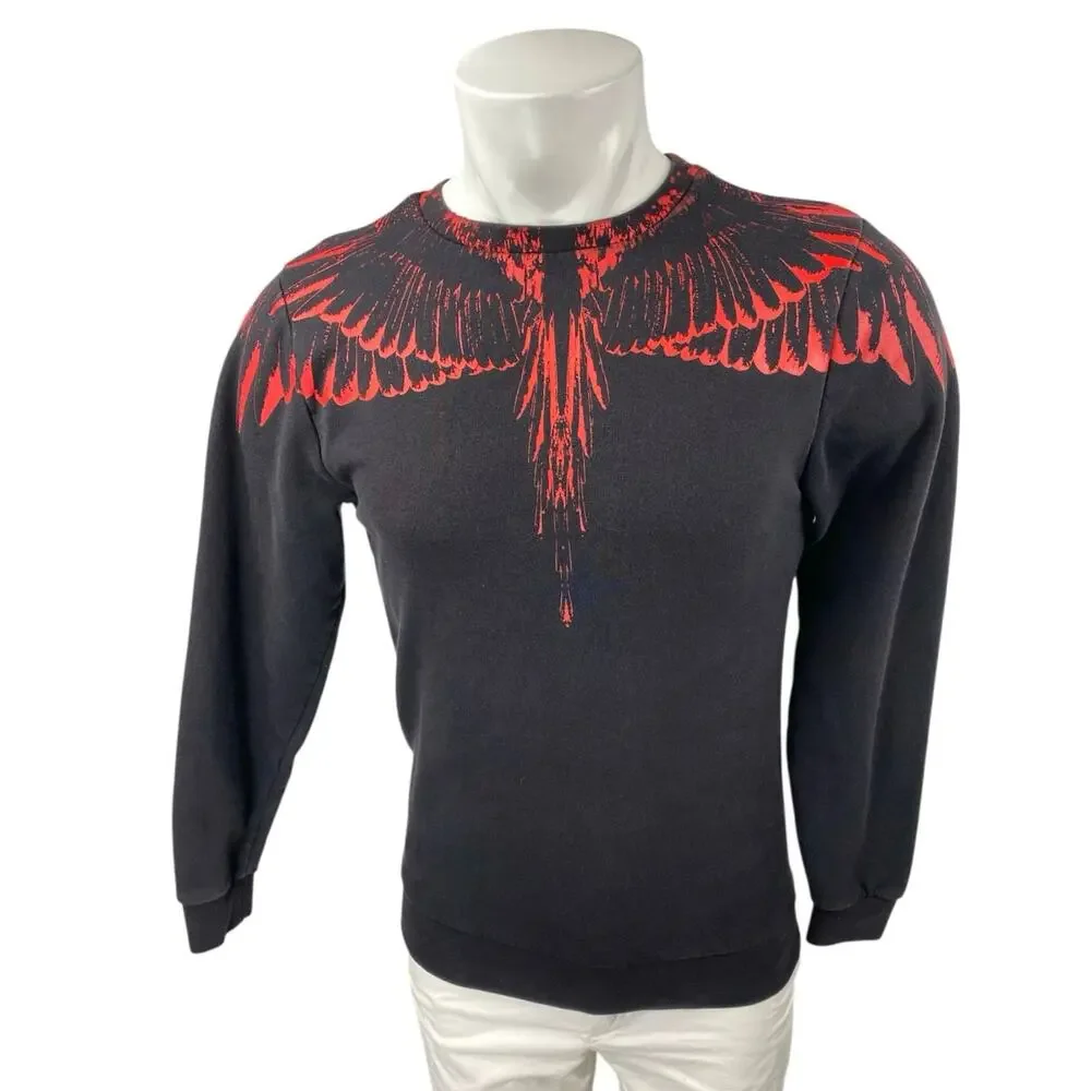 Marcelo Burlon Men's Black Red Icon Wing Long Sleeve Sweatshirt Sweater Top XXS